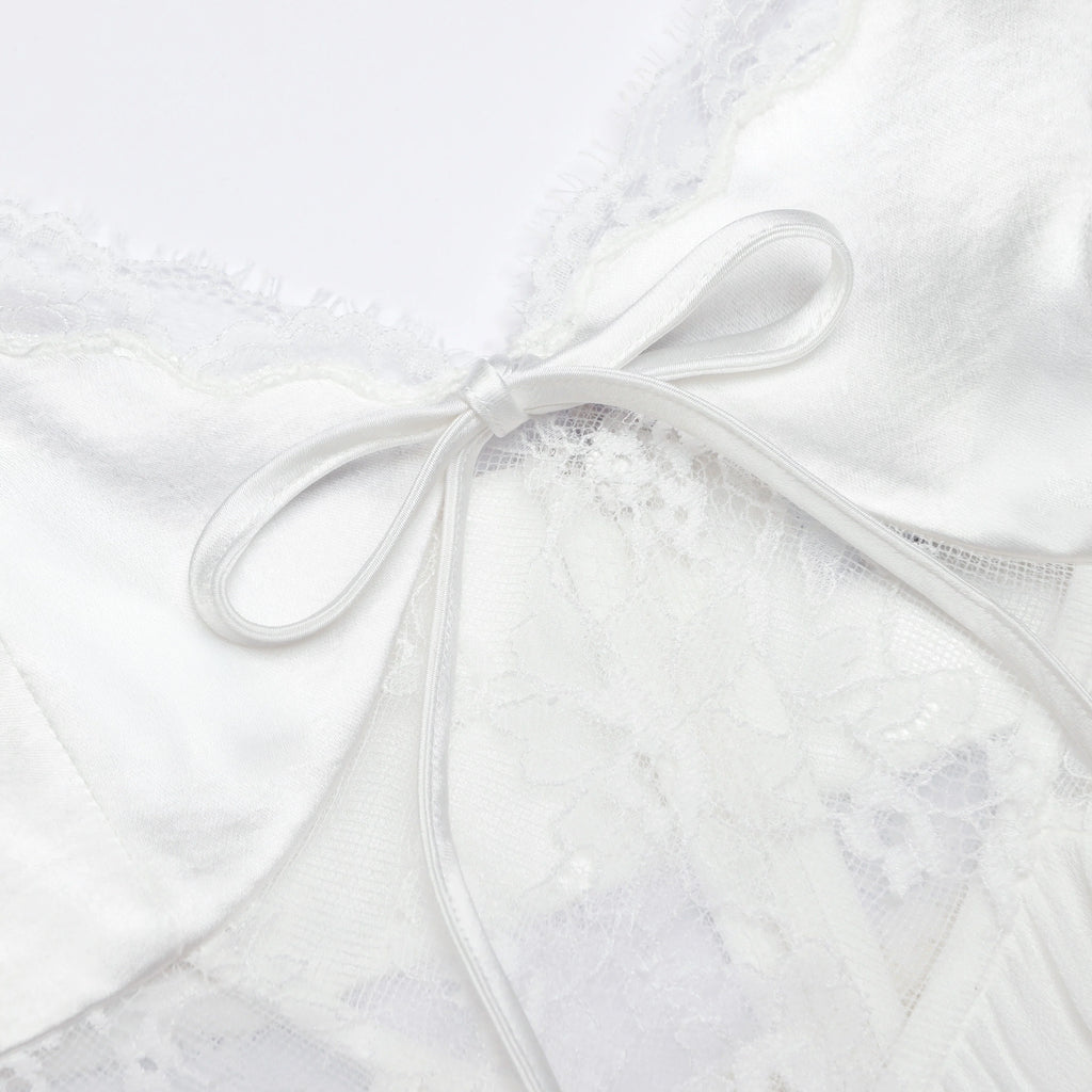 White Georgette Satin Maxi Dress