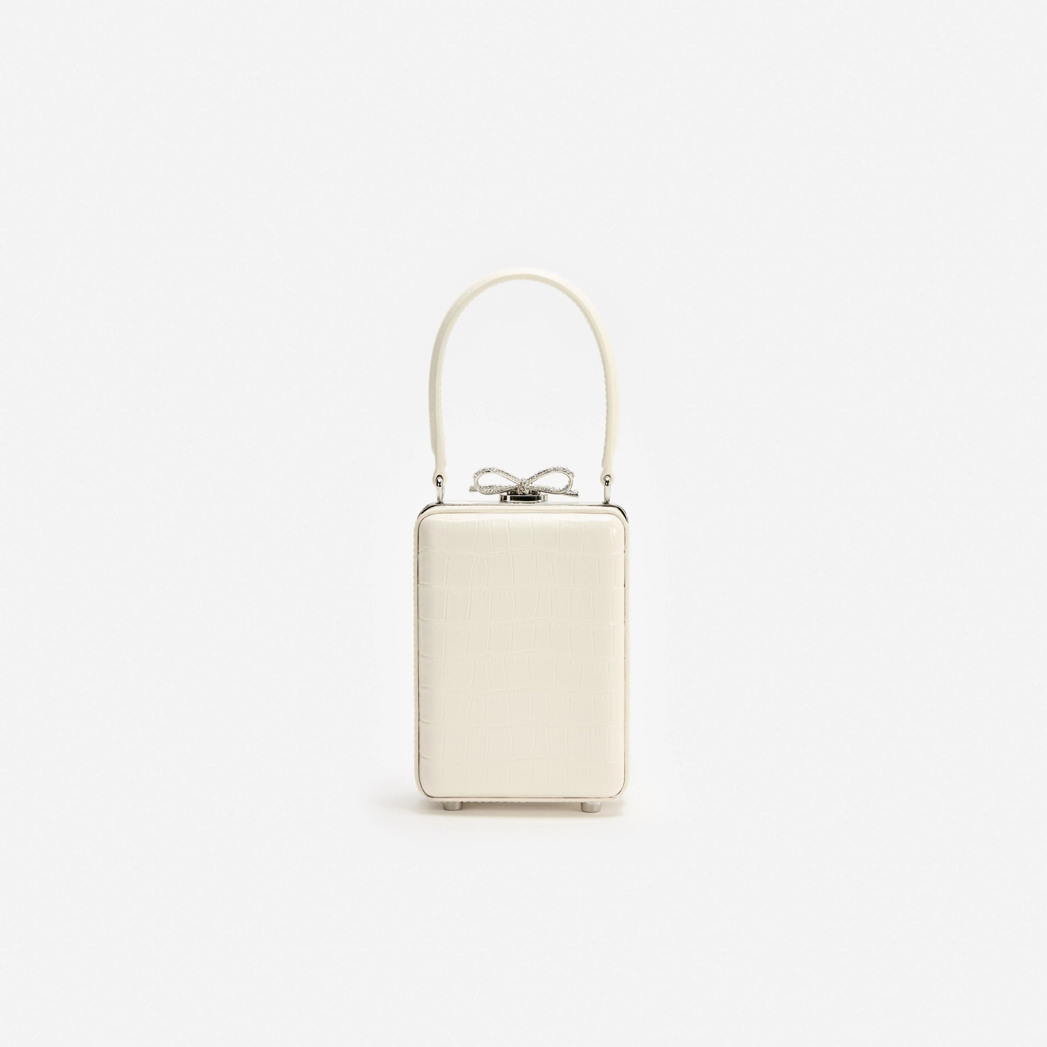 Cream Croc Leather Micro Bag