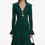 Green Keyhole Knit Midi Dress