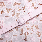 Pink Guipure Lace Midi Dress