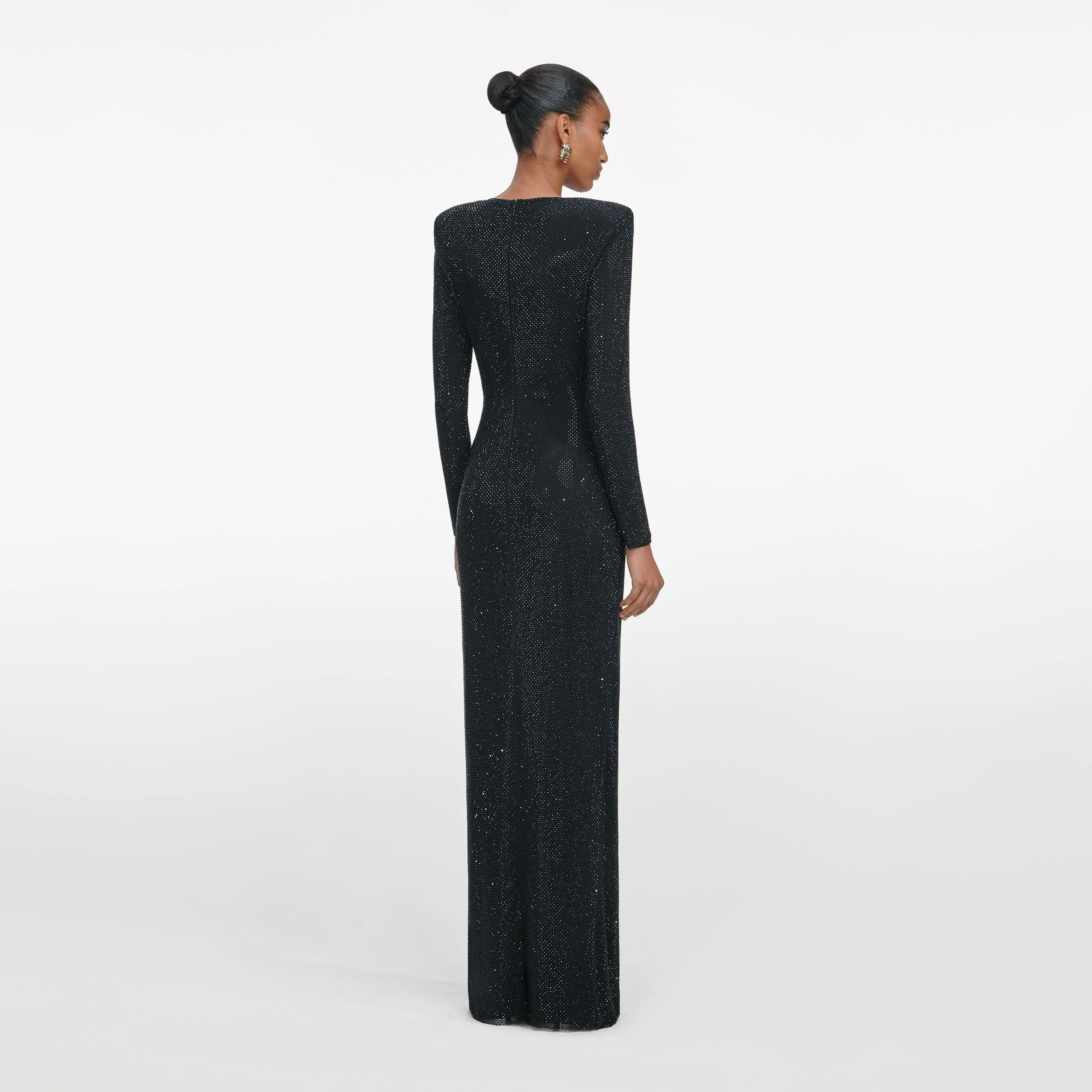Black Rhinestone Embellished Maxi Dress