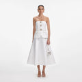 White Taffeta Bandeau Midi Dress