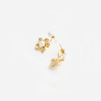 Gold Flower Pearl Jacket Earrings