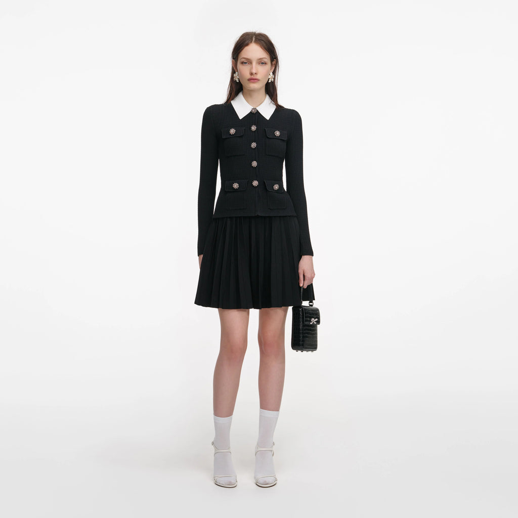 Black Tailored Knit Mini Dress