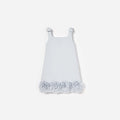 Blue Crepe Flower Dress