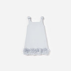 Blue Crepe Flower Dress