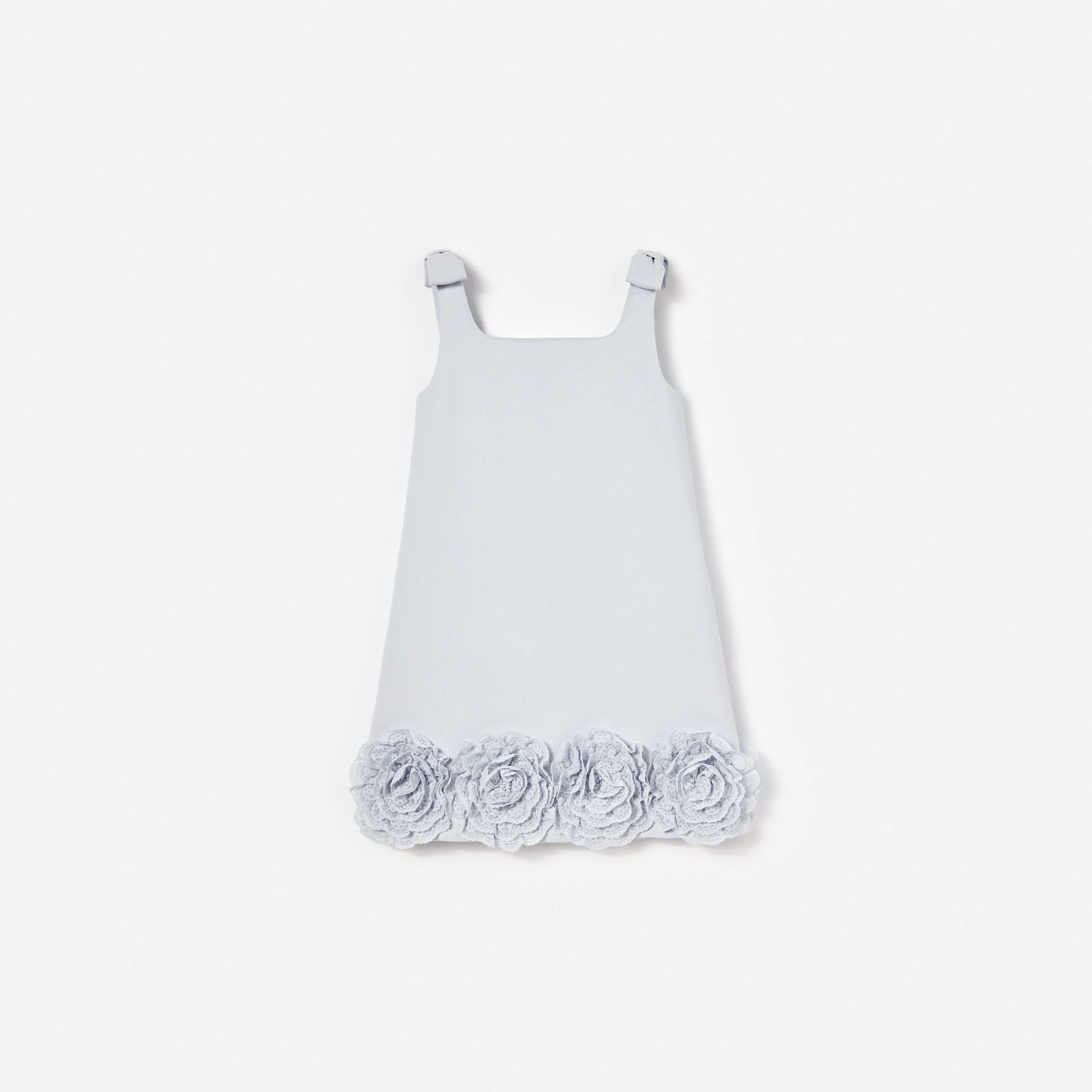 Blue Crepe Flower Dress