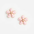 Pink Enamel Flower Earrings