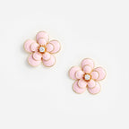 Pink Enamel Flower Earrings