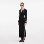Black Ribbed Knit Maxi Dress