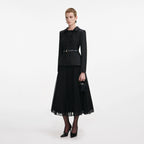 Black Wool Crepe Midi Dress