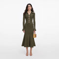 Khaki Knit Midi Skirt