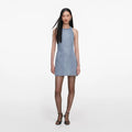 Rhinestone Croc Effect Denim Mini Dress