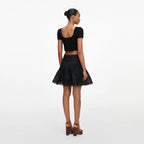Black Embroidered Mini Skirt