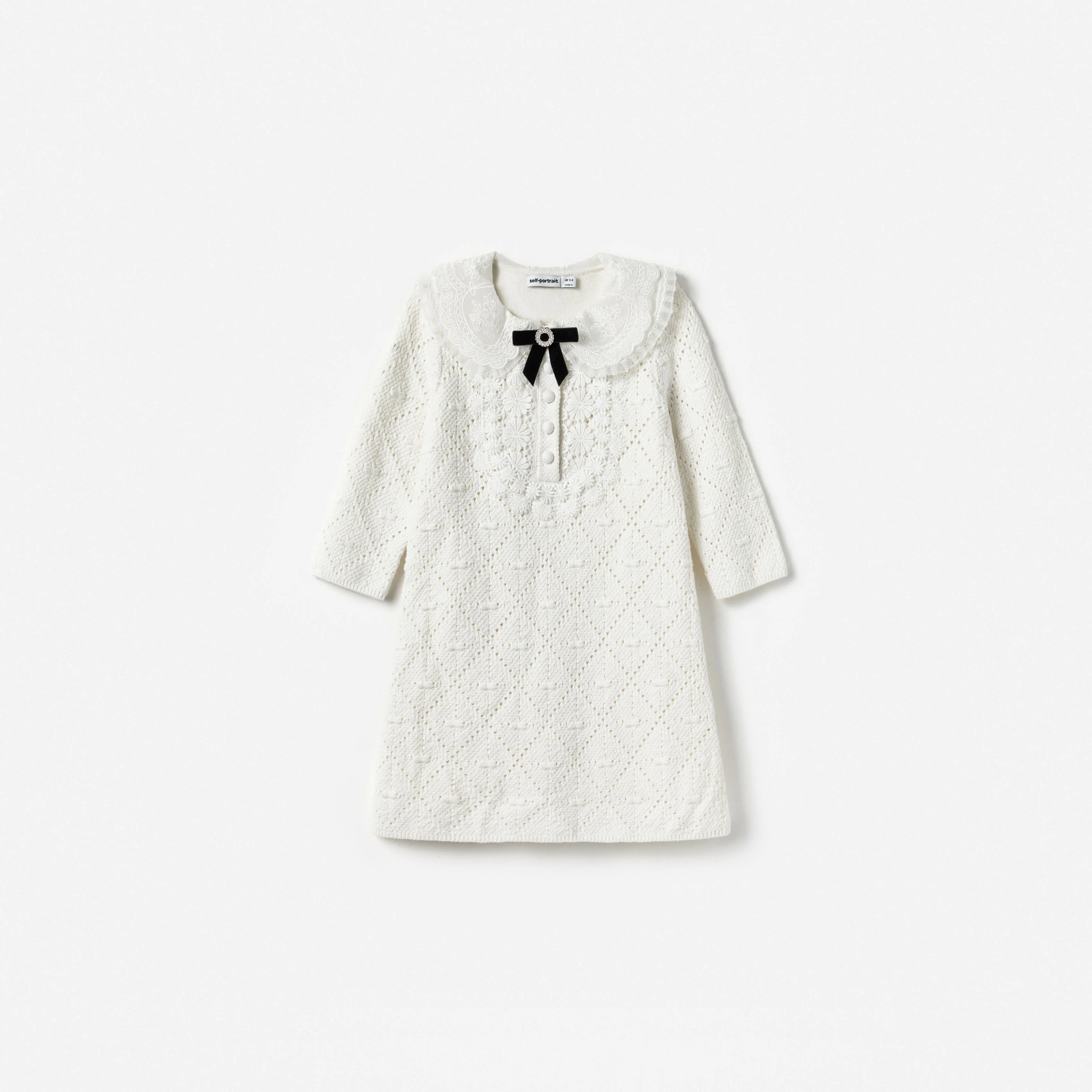 White Pointelle Knit Dress