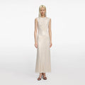 Champagne Rhinestone Cut Out Midi Dress