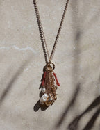 Gold Coral Charm Cluster Necklace
