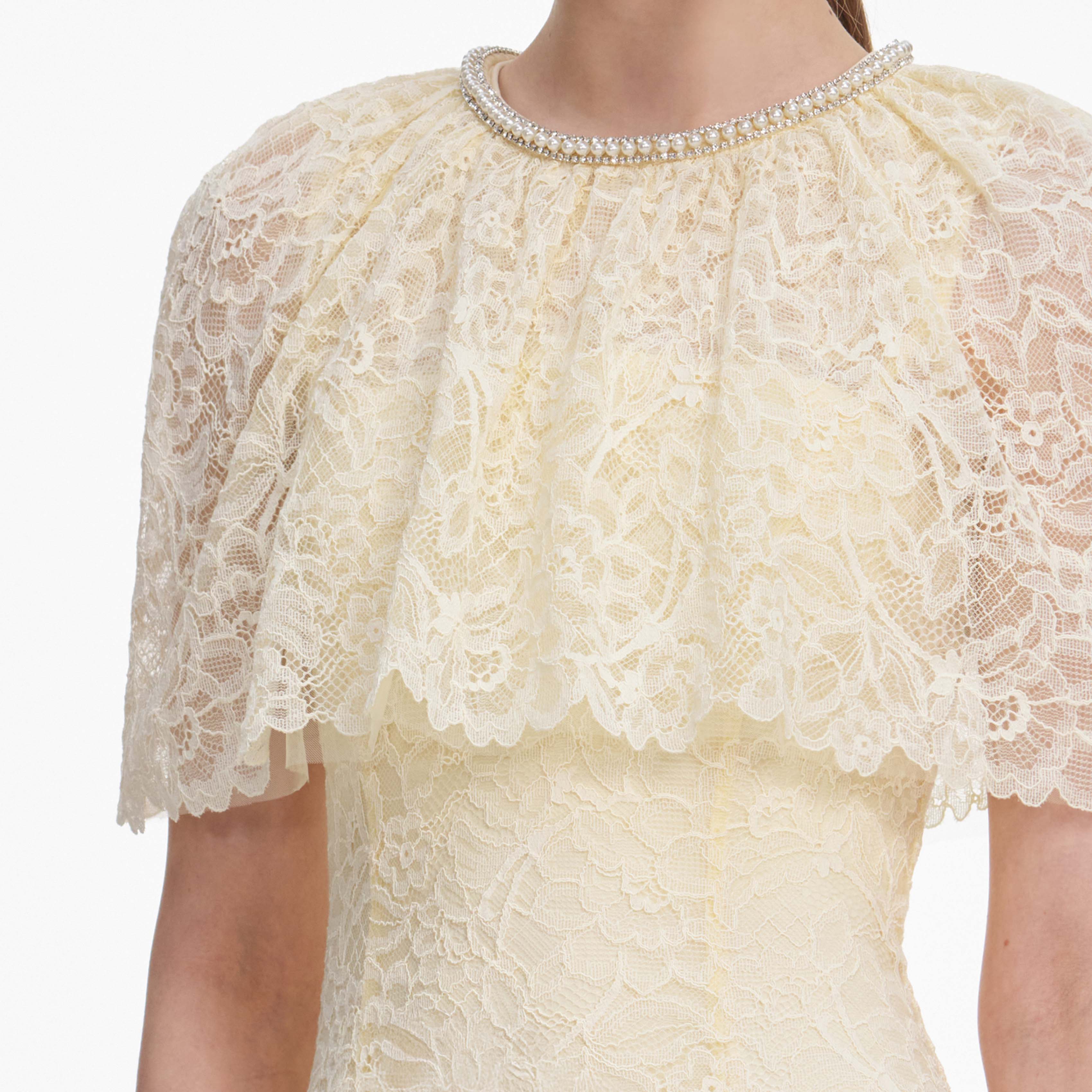 Yellow Lace Cape Mini Dress
