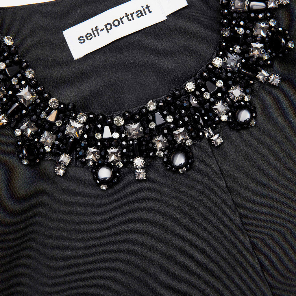 Black Taffeta Embellished Trim Jacket