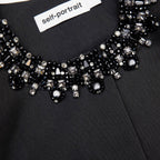 Black Taffeta Embellished Trim Jacket