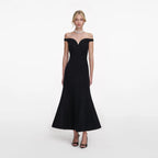 Black Boucle Midi Dress