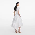 White Cotton Poplin Midi Skirt