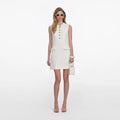 Cream Boucle Lace Trim Mini Dress