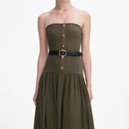 Khaki Bandeau Knit Midi Dress