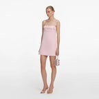 Pink Crepe 3D Sequin Flower Mini Dress