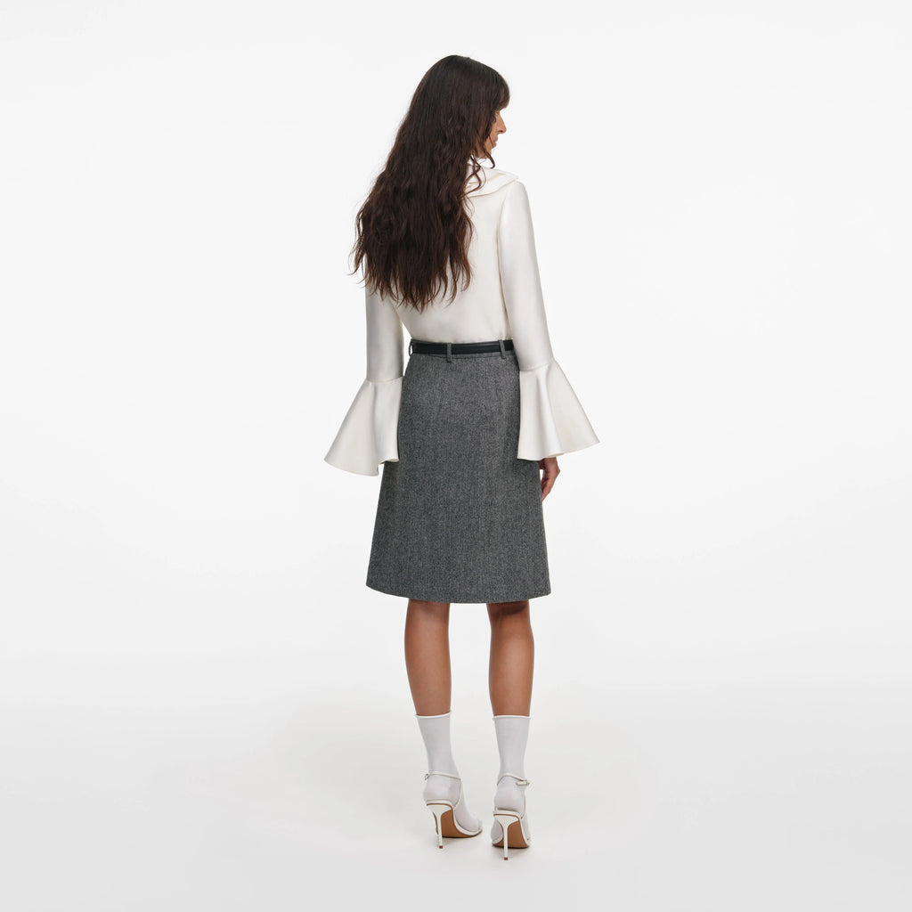 Cream Taffeta Ruffle Top