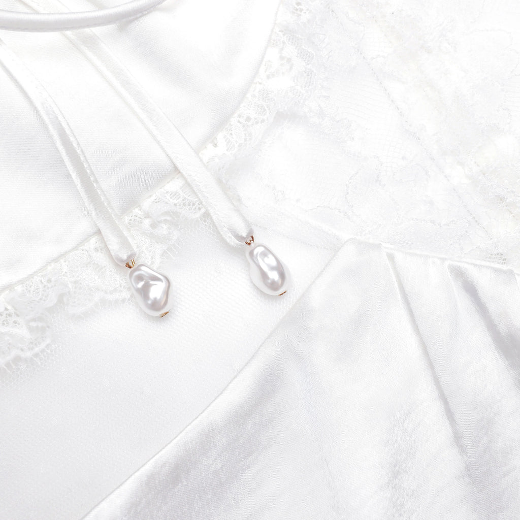White Satin Lace Top