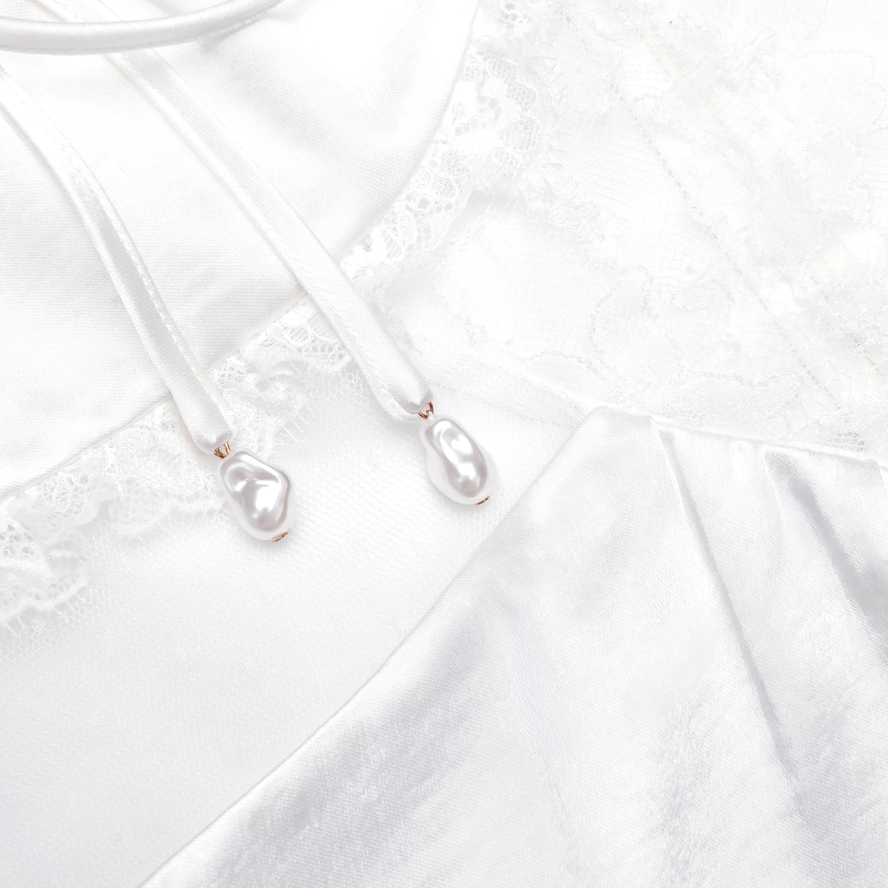 White Satin Lace Top