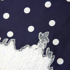 Navy Polka Dot Satin Midi Skirt