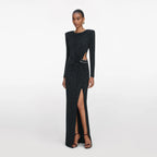 Black Rhinestone Embellished Maxi Dress