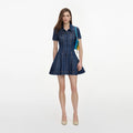 Rhinestone Stripe Denim Mini Dress