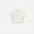 Cream Short Sleeve Flower Cardigan