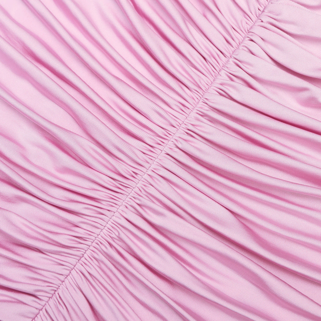 Pink Jersey Gathered Maxi Dress