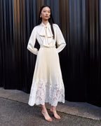 Yellow Satin Lace Midi Dress