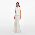 Cream Linen Blend Peplum Maxi Dress
