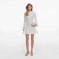 White Lace Collared Pointelle Knit Mini Dress