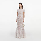 White Tulle Lace Maxi Dress