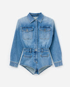 Rhinestone Denim Playsuit