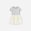 Grey Knit Tulle Dress