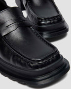 MAYBOLE SQUARE TOE RUCHED LEATHER LOAFERS