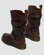 Anistone Two Strap Crazy Horse Leather Biker Boots