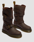 Anistone Two Strap Crazy Horse Leather Biker Boots