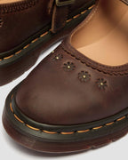 Mary Jane Flower Crazy Horse Leather Shoes