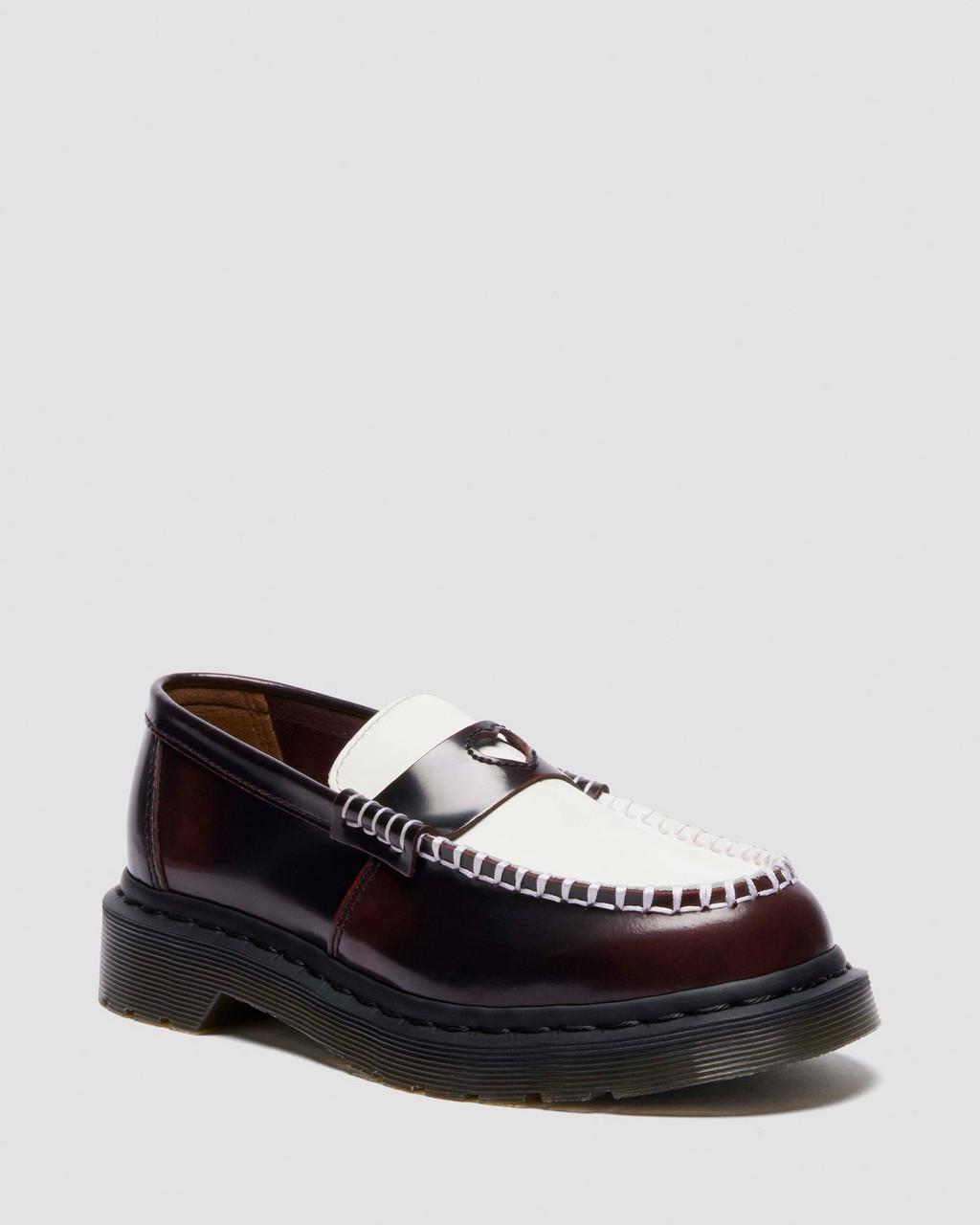 PENTON HEART TWO-TONE RUB-OFF LEATHER LOAFERS