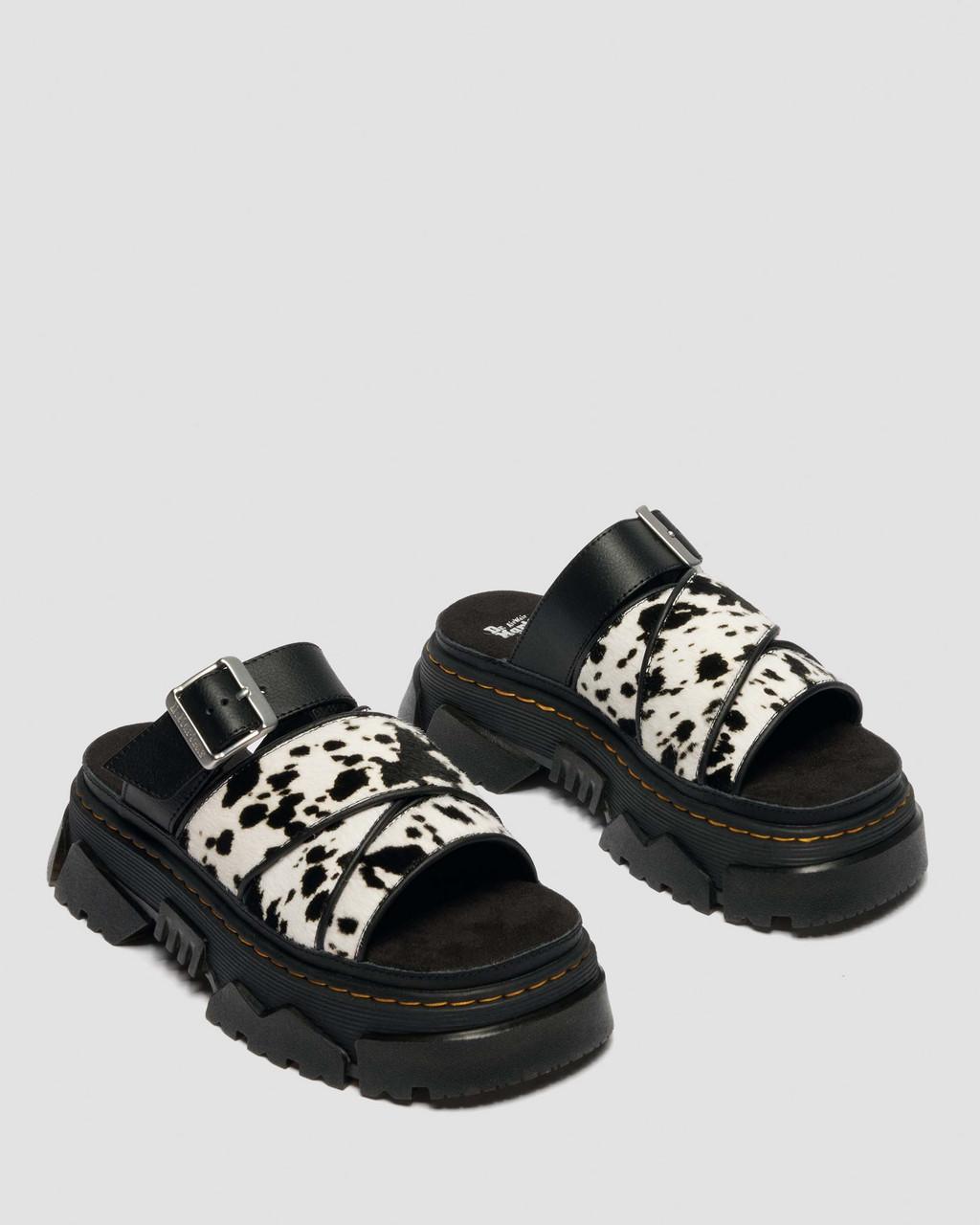 Mattison Slide Dalmatian Hair On Leather Sandals