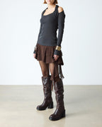 KASEY LEATHER KNEE HIGH HEELED BOOTS